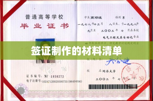 兖州签证制作的材料清单